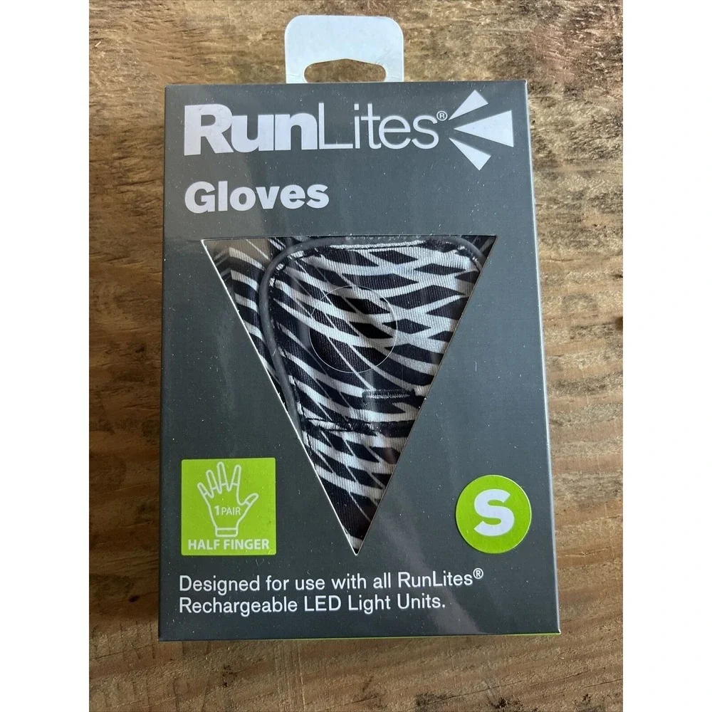 RunLites Zebra Print Fingerless Light‎ Gloves Size S With battery